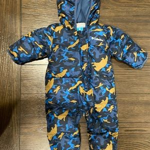 Columbia Blue camouflage Baby Bunting- only worn once